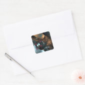 Parelachtige Abstracte Digitale Kunst Fractal Vierkante Sticker (Envelop)