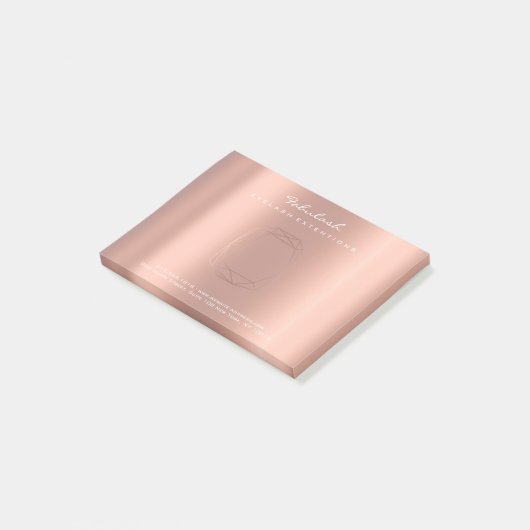 Parelachtige Blush Roos Koper Logo Diamond Poligon Post-it® Notes (Schuin)