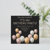 Parelballonnen. Elegant jarig Kaart (Staand voorkant)