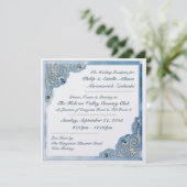 Parelblauw (uitnodiging voor ontvangst) kaart (Staand voorkant)