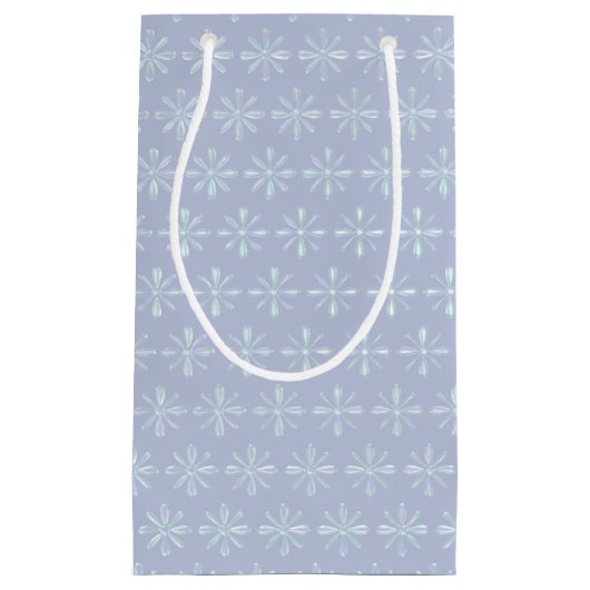 Parelblauwe bloemen geschenkzak klein cadeauzakje (Voorkant)