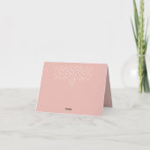 Parelconfetti op roze gouden bruiloft bedankkaart (Achterkant)