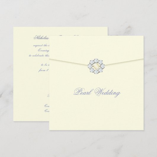 Parelen huwelijksjubileum met diamanten en parels kaart (Voorkant / Achterkant)