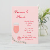 ParelEN PROSECCO BRUIDSSHOWER ROZE UITNODIGING (Staand voorkant)