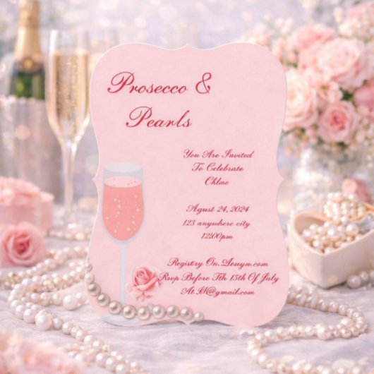 ParelEN PROSECCO BRUIDSSHOWER ROZE UITNODIGING