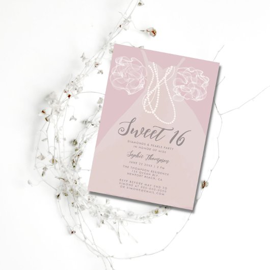 Parelende Prinsessen Jurk Blush Roze Sweet 16 Fees Kaart