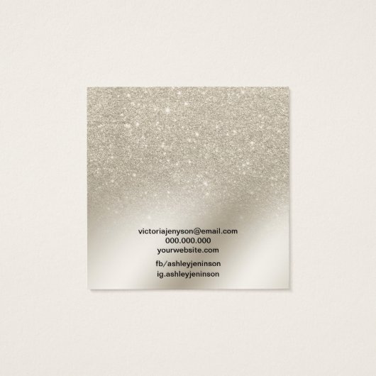 parelglitter iory ketting stuks oorscherm vierkante visitekaartjes (Achterkant)