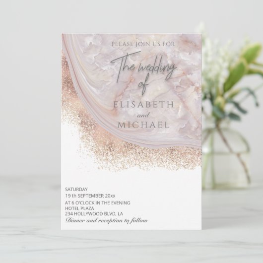 Parelgoud marmer agaat kalligrafie kaart (Staand voorkant)