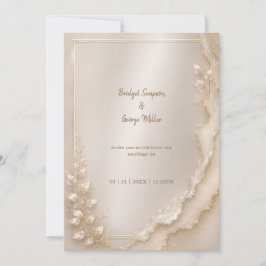 Parelgoud metaalkleurige Coastal Wedding Botanical Kaart