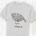 Parelhoen gepersonaliseerd t-shirt<br><div class="desc">Een schattige Guinee Hen met een tevreden piemel. Originele kunst van Nic Squirrell. Wijzig de naam om deze te personaliseren.</div>