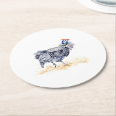 parelhoen ronde kartonnen onderzetter (Gebogen)