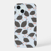 Parelhoen vogelpatroon iPhone 15 case (Achterkant)