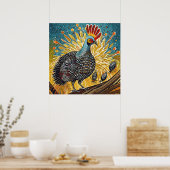 Parelhoenders die teken vangen - AI genereerde kun Poster (Keuken)