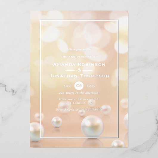 Parelhuwelijk Folie Uitnodiging (Voorkant)