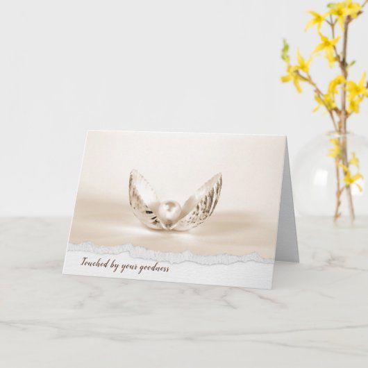 Parelkaart in Seashell - Hartelijk dank Kaart (Gele Bloem)