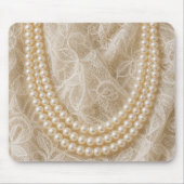 Parelketting op Ivoren Kant Muismat (Voorkant)