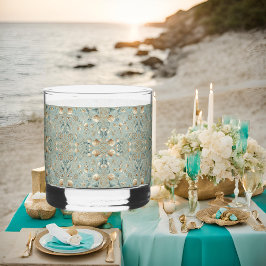 Parelkust Elegantie Seafoam Nauticale Gedrukte Roc Whisky Glas