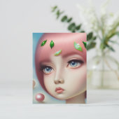 Parelmeisje met blauwe ogen briefkaart (Staand voorkant)