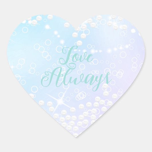 Parelmoer Blauw Roze schijnt Hart Sticker (Voorkant)