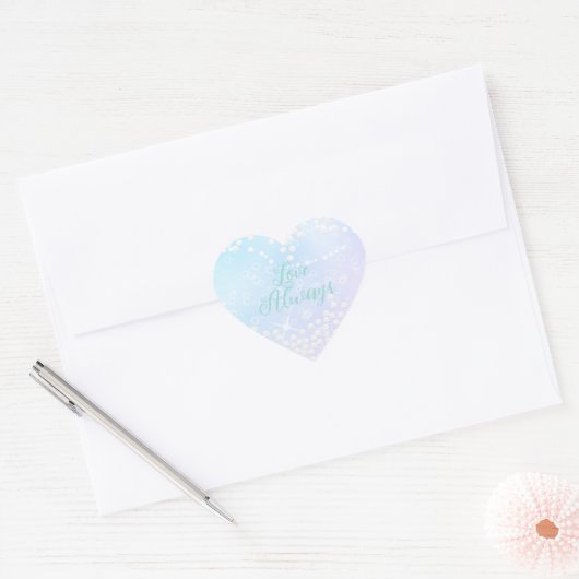 Parelmoer Blauw Roze Schittert Hart Sticker (Envelop)