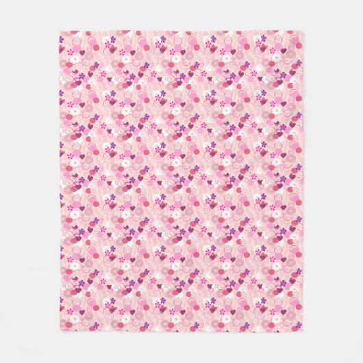 Parelmoer, Bloemen & Roze Fleece Deken (Voorkant)
