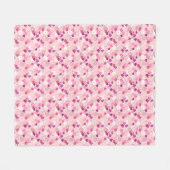 Parelmoer, Bloemen & Roze Fleece Deken (Voorkant (Horizontaal))