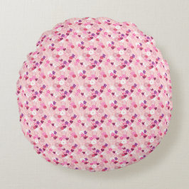 Parelmoer, Bloemen & Roze Rond Kussen