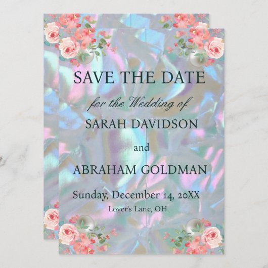 Parelmoer Elegante Trouw 'Save the Date' Kaart (Voorkant / Achterkant)