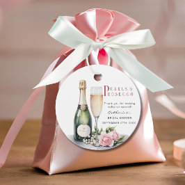 Parelmoer en Prosecco Bloemige Elegante Bruidsdouc Bedankjes Labels