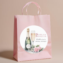 Parelmoer en Prosecco Bloemige Elegante Bruidsdouc Ronde Sticker