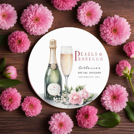 Parelmoer en Prosecco Bloemrijke Elegante Bruidsdo Ronde Kartonnen Onderzetter