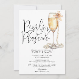 Parelmoer en Prosecco Elegante Bruidsborrel Kaart