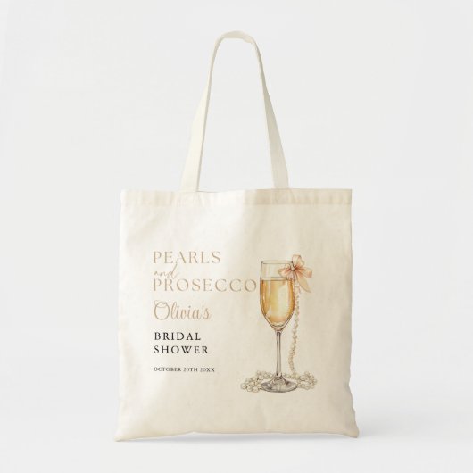 Parelmoer En Prosecco Elegante Bruidsbruiloft Tote Bag (Voorkant)