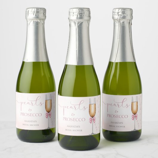 Parelmoer en Prosecco Roze Bruidsdiner Sparkling Wijnetiket (Flessen)