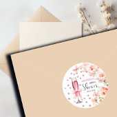 Parelmoer en Prosecco Stof Roze Rozen Bruidsdiner Ronde Sticker