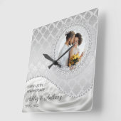 Parelmoer en Satijn  Vierkante Klok (Hoek)