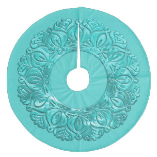 Parelmoer Filigree Rand Turquoise met Elke Kleur Fleece Kerstboom Rok