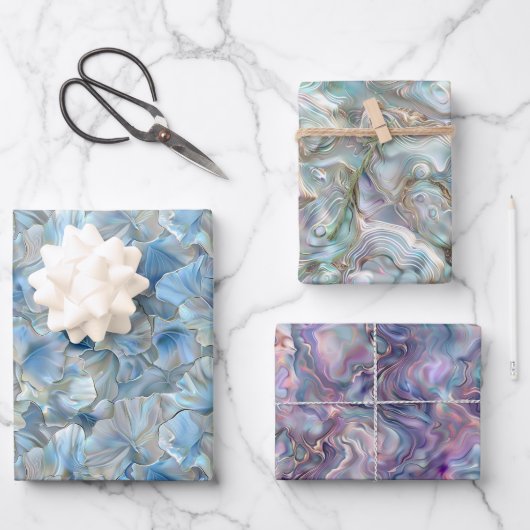 Parelmoer Floral Wrapping Paper Sheets (Voorkant)