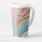 Parelmoer geschilderde parels schelpen latte mok (Rechterhoek)