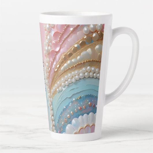 Parelmoer geschilderde parels schelpen latte mok (Rechts)