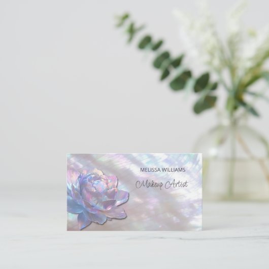 parelmoer iriserende pioen visitekaartje (Staand voorkant)