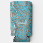 Parelmoer Marmeren Steen Monogram Seltzer Blikjeskoeler (Voorkant)