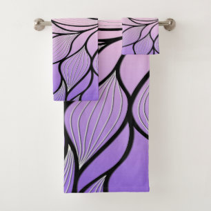 Parelmoer Paarse Creative Leave Pattern Bad Handdoek