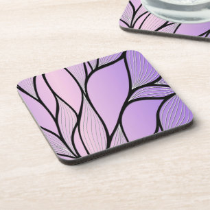 Parelmoer Paarse Creative Leave Pattern Bier Onderzetter