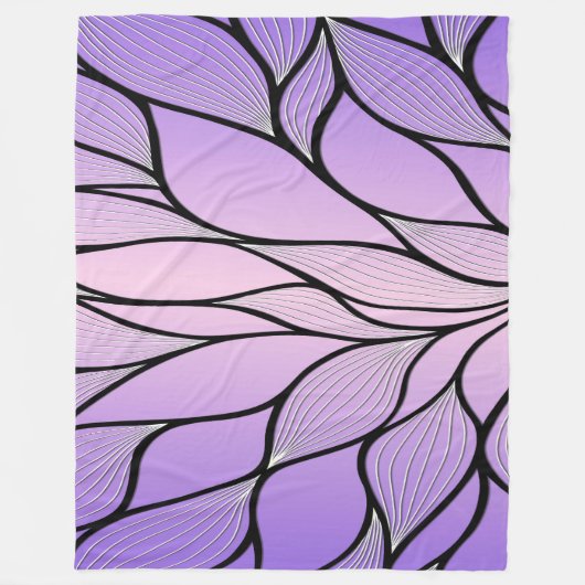 Parelmoer Paarse Creative Leave Pattern Fleece Deken (Voorkant)