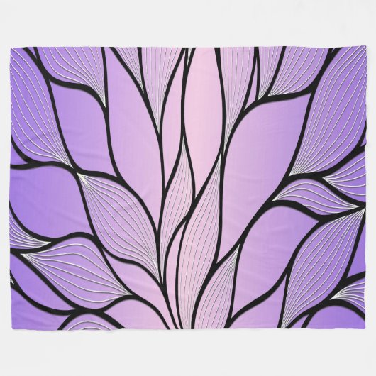 Parelmoer Paarse Creative Leave Pattern Fleece Deken (Voorkant (Horizontaal))