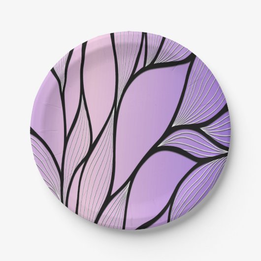 Parelmoer Paarse Creative Leave Pattern Papieren Bordje (Voorkant)