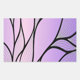 Parelmoer Paarse Creative Leave Pattern Rechthoekige Sticker