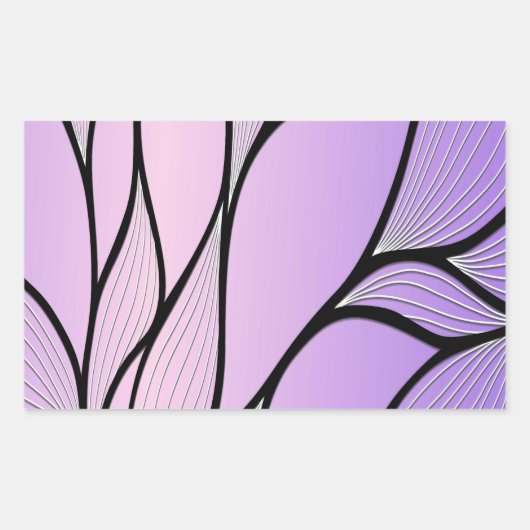 Parelmoer Paarse Creative Leave Pattern Rechthoekige Sticker (Voorkant)