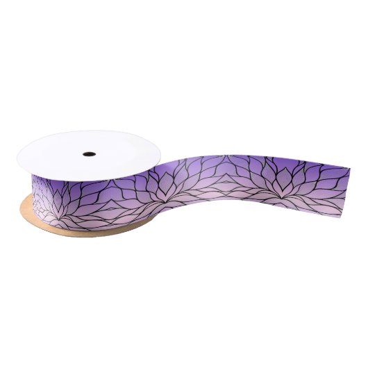 Parelmoer Paarse Creative Leave Pattern Satijnen Lint (Spoel)